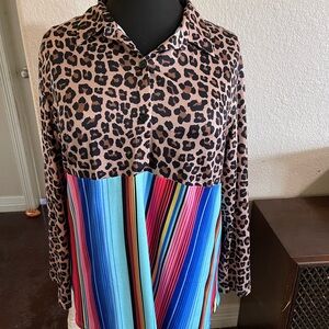 Southern Stitch Leopard and Striped Blouse